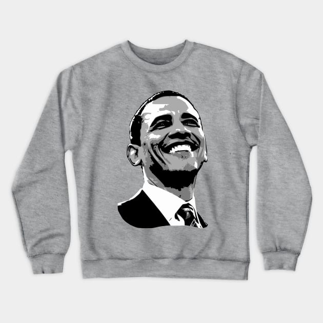 Barack Obama Smile Grayscale Pop Art Crewneck Sweatshirt by Nerd_art